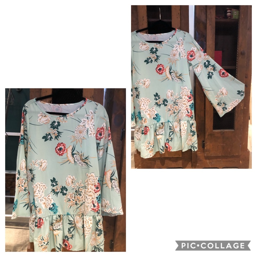 Green floral dress/tunic